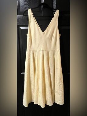 Hutch Yellow and White Pin Stripe Seersucker Fit & Flare Dress